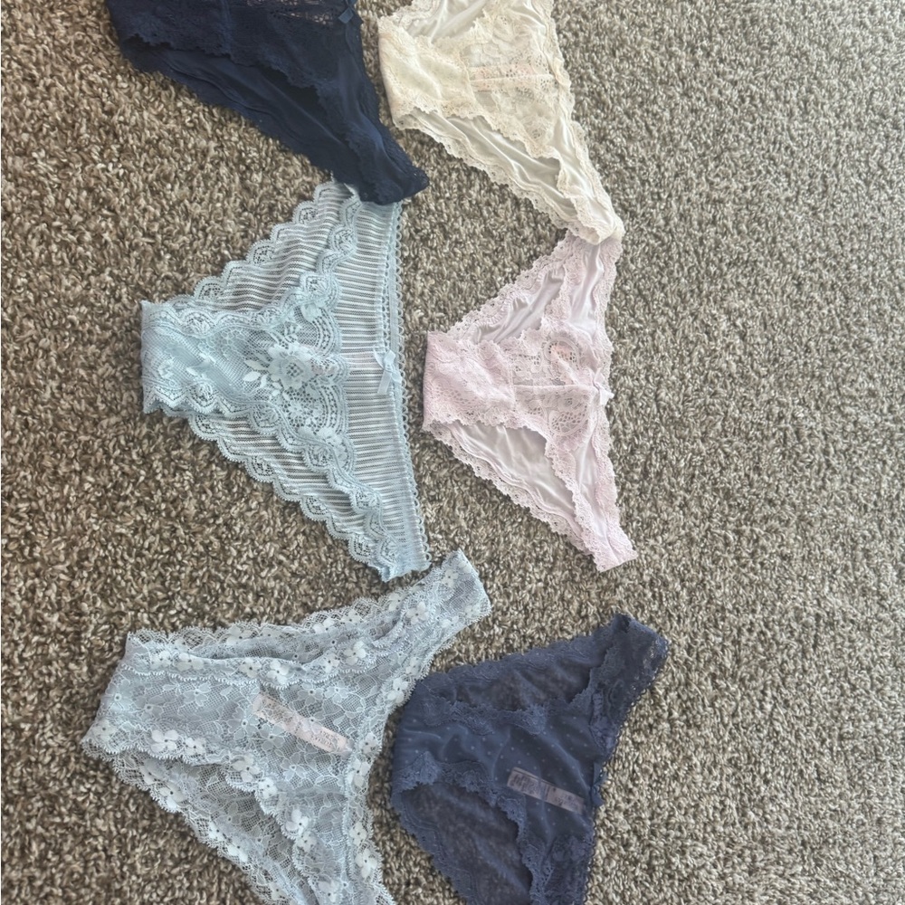 Victoria's Secret Lace Panty Collection - Navy, Cream, Pink, Blue